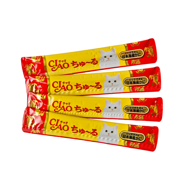 INABA - Лакомство для кошек, японский краб, филе курицы, паштет Чуру 14гр*4