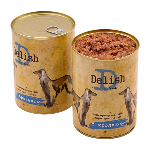 DELISH DOG - Консервы для взрослых собак с кроликом, 970р