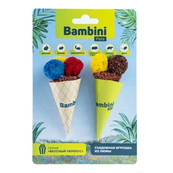 Bambini Pets - игрушка для грызунов &amp;quot;Мороженое рожок&amp;quot; из люфы, 2 шт