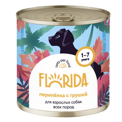 Florida - Консервы для собак, Перепёлка с Грушей Florida - Консервы для собак, Перепёлка с Грушей