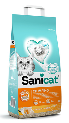 Sani Cat - Комкующийся наполнитель с активным кислородом, с ароматом Ванили и Мандарина, 6.9 кг