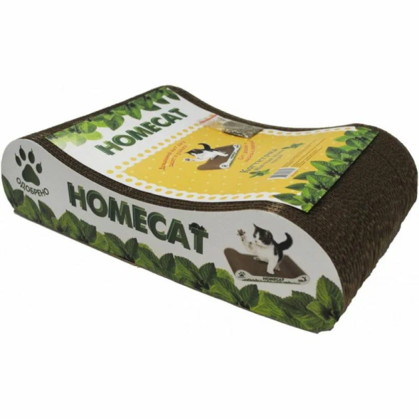 Homecat Мятная волна - Когтеточка малая для кошек из гофрокартона, 41х24х10 см