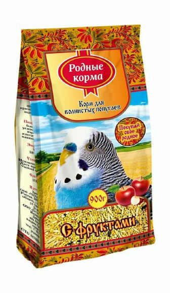 Родные Корма - корм для волнистых попугаев с фруктами, 900 гр