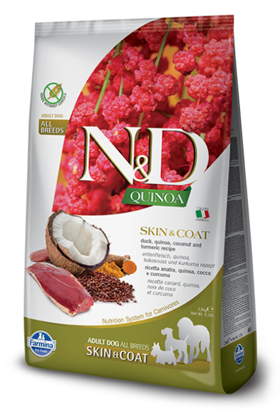 Farmina N&amp;amp;D Quinoa - Сухой корм для собак для здоровья кожи и шерсти, Утка и Киноа