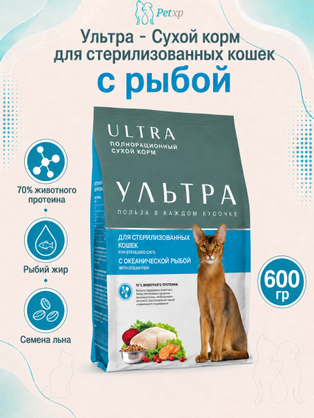 Ультра - Сухой корм для стерилизованных кошек, с рыбой