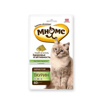 Мнямс - Хрустящие подушечки для кошек с курицей и сыром &amp;quot;Здоровье и активность&amp;quot; 60 г