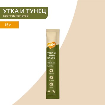 Мнямс - Крем-лакомство для кошек с уткой и тунцом Кацуо 15 г