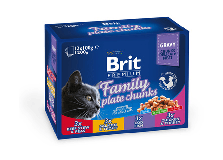 Brit - Набор паучей для кошек Premium Family Plate Семейная тарелка, 12x100г