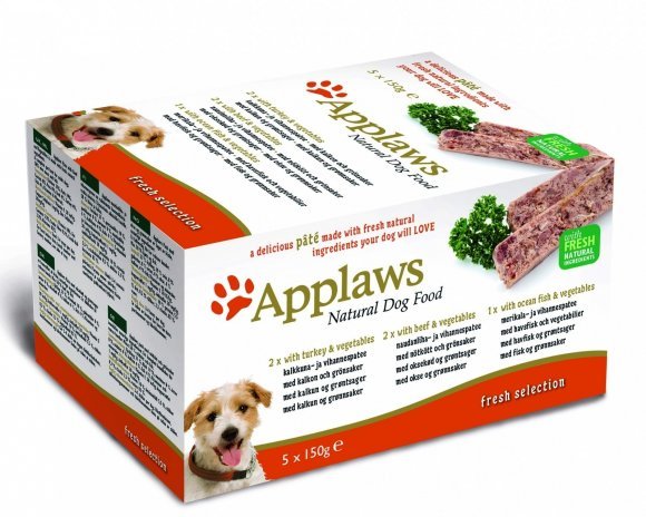 Applaws - набор для собак Индейка, говядина, океаническая рыба, 5шт.x150г 750 г