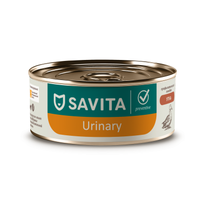 Savita Urinary - консервы для кошек с уткой, Профилактика мочекаменной болезни, профилактика, 100 гр