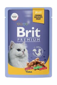Brit - Пауч для взрослых кошек, С Тунцом, в желе, 85 гр