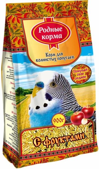 Родные Корма - корм для волнистых попугаев стандарт, 900 гр