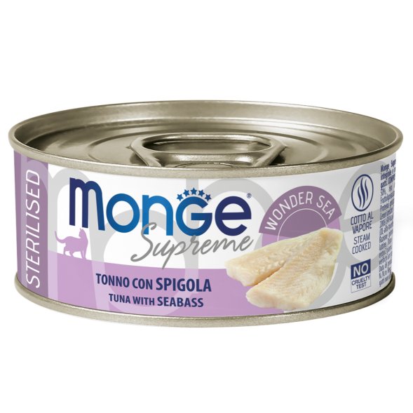 Monge Supreme Sterilised - Консервы для стерилизованных кошек из тунца с сибасом 80 г