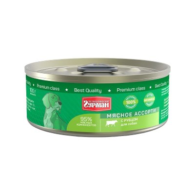 Четвероногий гурман - Консервы для собак мясное ассорти с рубцом