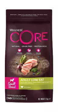 Wellness Core Low Fat Small Breed - Облегченный корм из индейки с курицей для взрослых собак мелких пород