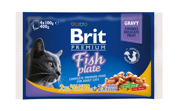 Brit - Набор паучей для кошек Premium Fish Plate Рыбная тарелка, 4x100г