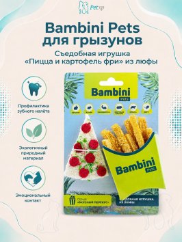 Bambini Pets - игрушка для грызунов &amp;quot;Пицца и картофель фри&amp;quot; из люфы, 2 шт