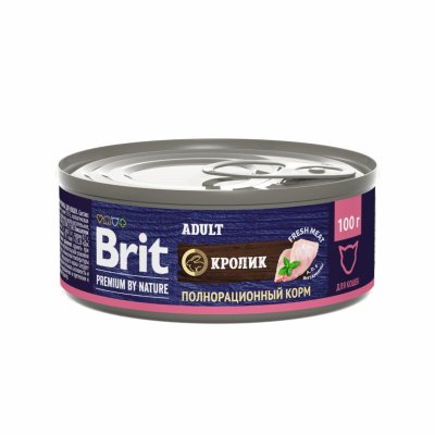 Brit - Консервы для взрослых кошек, с Кроликом, 100 гр Brit - Консервы для взрослых кошек, с Кроликом, 100 гр