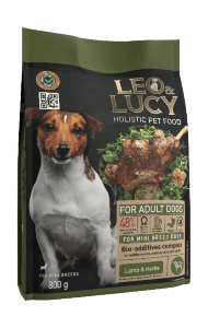 Leo & Lucy - Сухой корм для собак мини пород, с Ягненком, Травами и Биодобавками, 800 гр