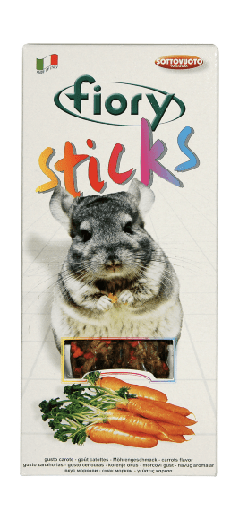 43826.580 Fiory - Palochki dlya shinshill Sticks s morkovu, 2h40 g kypit v zoomagazine «PetXP» Fiory - Палочки для шиншилл Sticks с морковью, 2х40 г