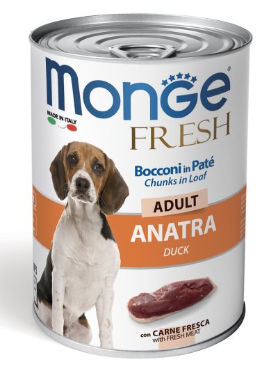 Monge Dog Fresh Chunks In Loaf - Консервы для взрослых собак, мясной рулет из утки 400 г