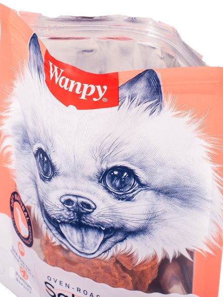 Wanpy Dog - лакомые кусочки из нежного лосося в форме рыбок 100 г