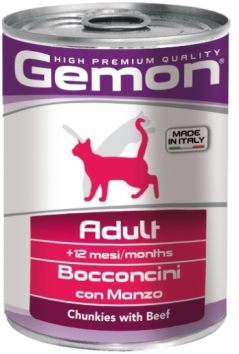 Gemon Cat - Консервы для кошек кусочки говядины 415г