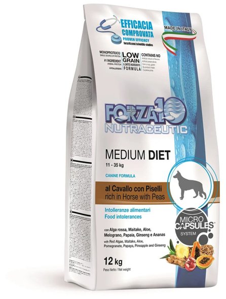 Forza10 - MonoDiet (МоноДиета) - Сухой корм для взрослых собак средних пород, с Кониной и Горохом