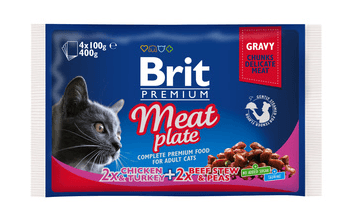 Brit - Набор паучей для кошек Premium Meat Plate Мясная тарелка, 4x100г