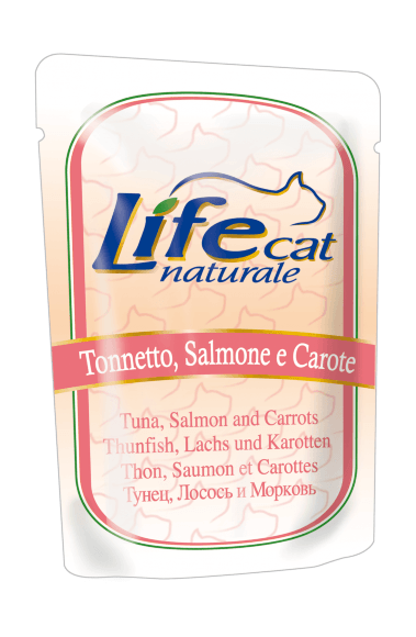 7662.580 Lifecat Tuna Salmon and Carrots - Paychi dlya koshek s tyncom lososem i morkovu v jele 70 gr . Zoomagazin PetXP lifecat_tonnettosalmonecarote.png