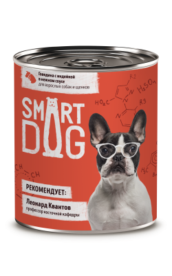 Smart Dog - Консервы для взрослых собак и щенков, кусочки говядины с индейкой в нежном соусе, 850гр Smart Dog - Консервы для взрослых собак и щенков, кусочки говядины с индейкой в нежном соусе, 850гр
