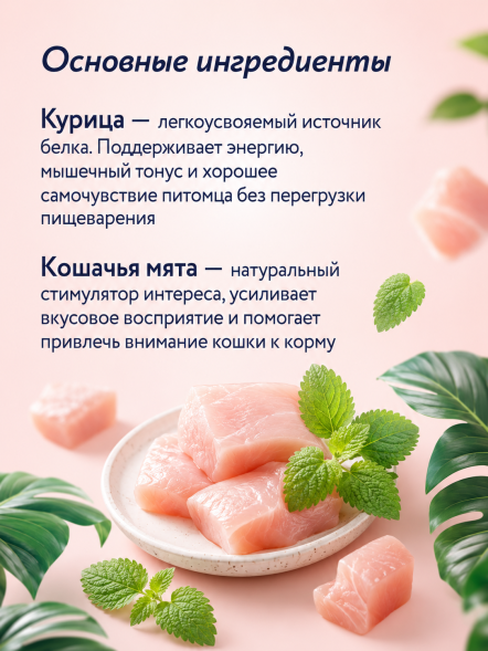 Florida - Крем-суп для котят и кошек, с курицей и кошачьей мятой 75 гр