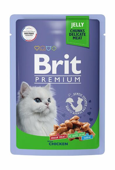 Brit - Пауч для взрослых кошек с цыпленком в желе 85 гр