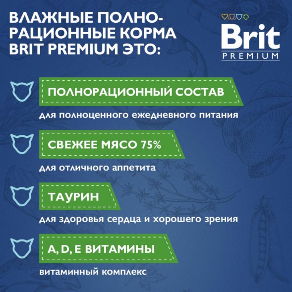 Brit - Пауч для взрослых кошек с цыпленком в желе 85 гр