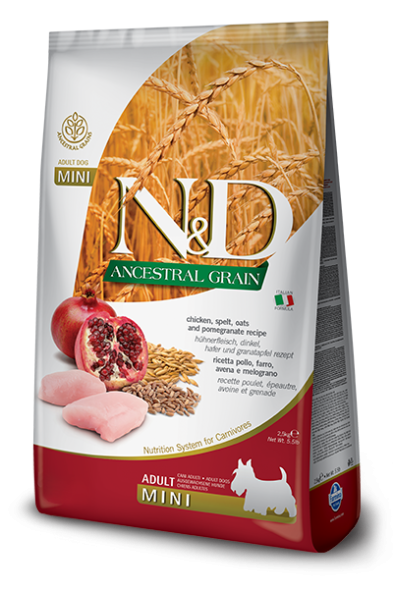 Farmina Ancestral Grain - Корм для собак малых пород, Курица с Гранатом и Спельтой, низкозерновой
