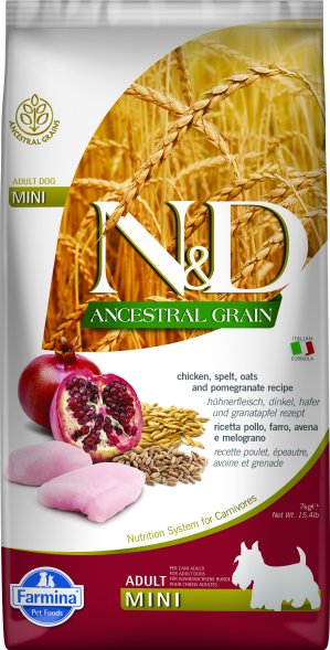 Farmina Ancestral Grain - Корм для собак малых пород, Курица с Гранатом и Спельтой, низкозерновой