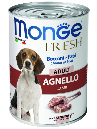 Monge Dog Fresh Chunks In Loaf - Консервы для взрослых собак, мясной рулет из ягненка 400 г