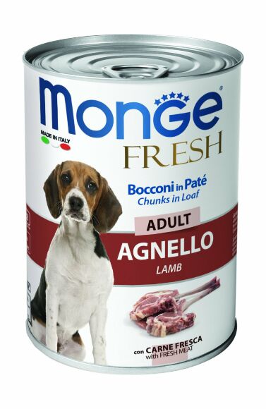 Monge Dog Fresh Chunks In Loaf - Консервы для взрослых собак, мясной рулет из ягненка 400 г