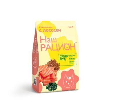 Наш рацион - Сухой корм для взрослых кошек, лосось Наш рацион - Сухой корм для взрослых кошек, лосось