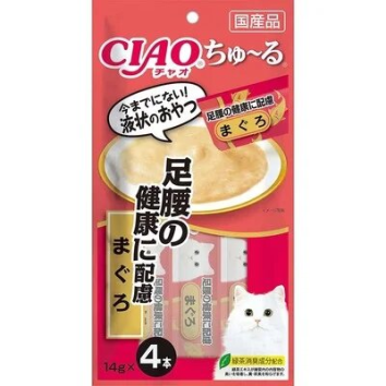 INABA - Лакомство для кошек на основе тунца, для укрепления костей, мышц, суставов 14гр*4