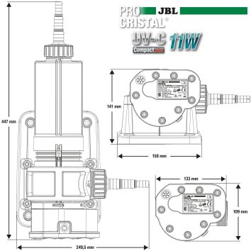 JBL - Компактный УФ стерилизатор против помутнения воды, 11 Вт (ProCristal UV-C Compact Plus 11 W)