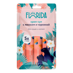 Florida - Крем-суп для котят и кошек, для чувствительного пищеварения, с лососем и черникой 75гр