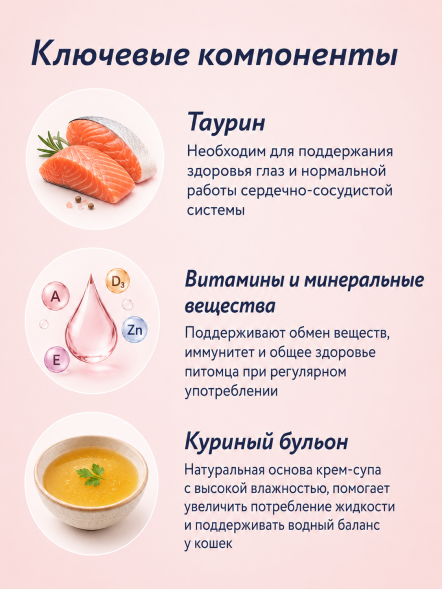 Florida - Крем-суп для котят и кошек, для чувствительного пищеварения, с лососем и черникой 75гр