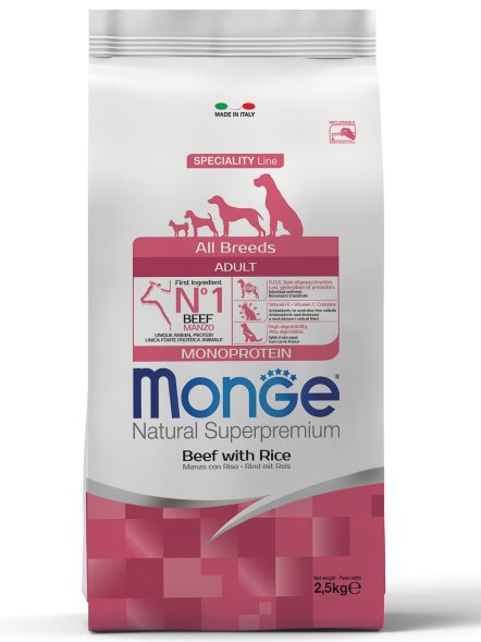 Monge Monoprotein (Монопротеин) - корм для собак всех пород говядина с рисом