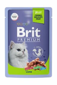 Brit - Пауч для  взрослых кошек, С Ягненком, в желе, 85 гр