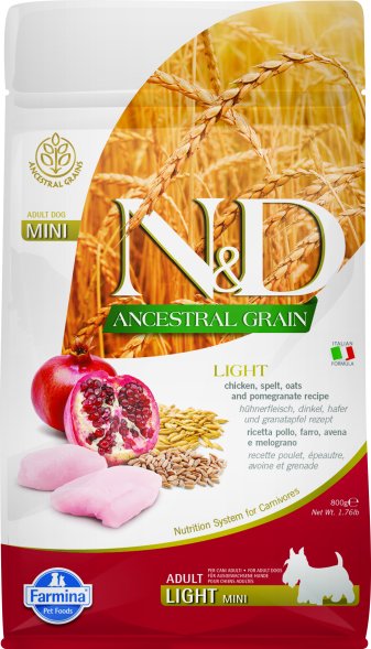 Farmina Ancestral Grain - Корм для собак малых пород для снижения веса, Цыпленок с Гранатом и Спельтой