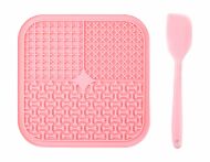 Mr.Kranch Лизательный коврик - для медленного поедания силиконовый 20*20 см розовая с лопаткой