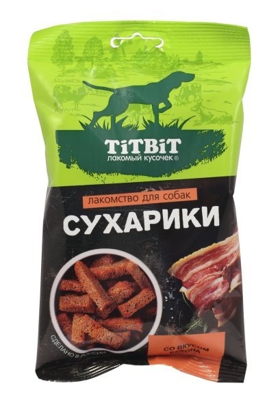TiTBiT - Лакомства для собак, сухарики со вкусом бекона