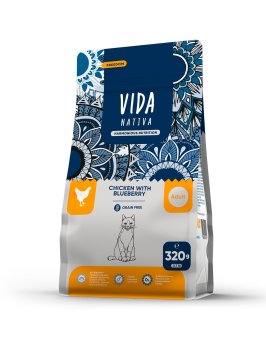 Vida Nativa - Сухой корм для взрослых кошек, с курицей и черникой