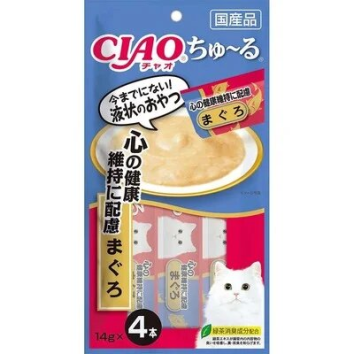 INABA - Лакомство для кошек на основе тунца, для здоровья сердечно-сосудистой системы 14гр*4
